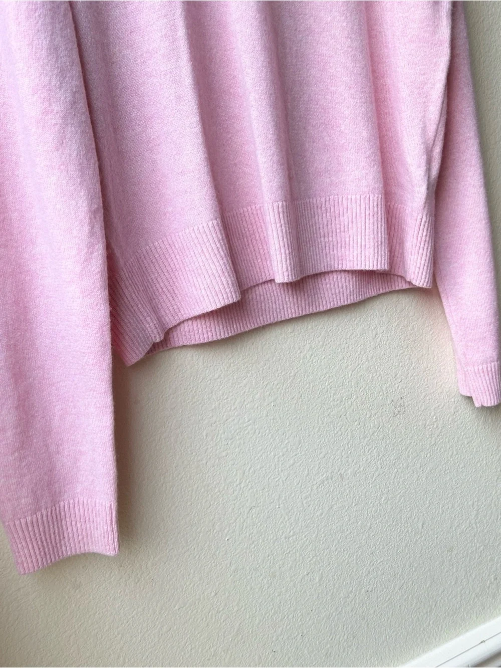 NWT J.Crew Cashmere Pink High V-Neck Sweater Heather Bouquet Sz L